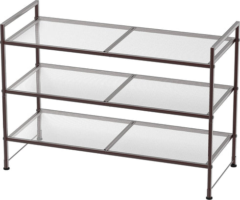 Simple Houseware 3-Tier Stackable Mesh Shoe Rack, Bronze