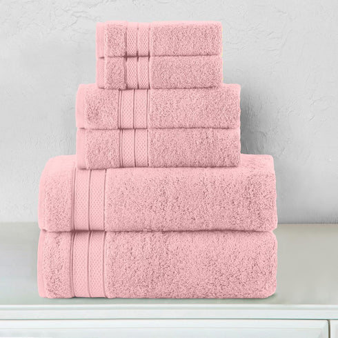 6-Piece Set, 100% 2 2 2 Set Elegant Comfort Luxury Towel Premium Soft Turkish Cotton, Three Line Popcorn Design Bath