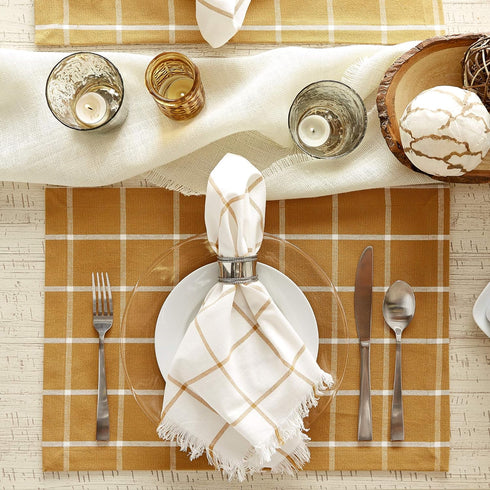 DII Basic Collection Tabletop Placemat Set, Honey Gold Check, 6 Piece
