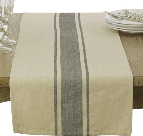 Cotton Table Runner with Banded Design