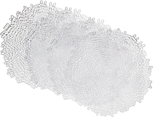 Benson Mills Bloom Pressed Vinyl Placemat Set of 4, 15.5" Round, Silver for Kitchen and Dining Table