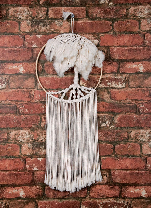 Solid Oak Macrame Wall Hanging Tree Decor