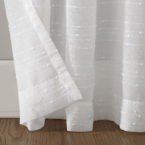 Clean Window Textured Slub Stripe Anti-Dust Allergy/Pet Friendly Sheer Curtain Panel, White, 52" W x 84" L