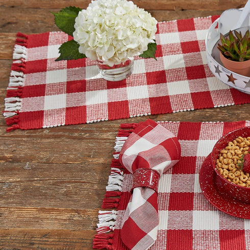 Park Designs Buffalo Check Table Runner - 54" Length - Garnet Color