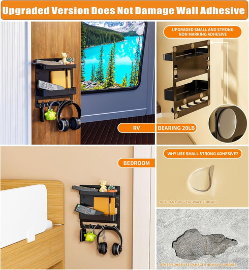 SuoXing Bedside Shelf Wall Mount and Wall Nightstand for Bedroom,Rv,Dorm Room,Bedside Wall Organizer for Phone