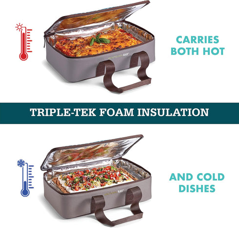 Rachael Ray Thermal Insulated Lasagna Lugger, Casserole Carrier for Hot or Cold Food, Fits 9" x 13" Dish