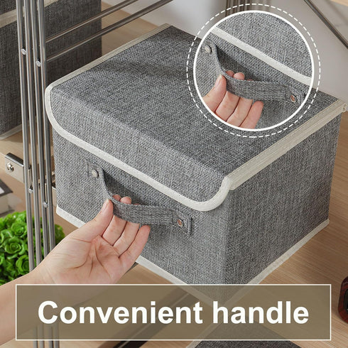 ENUMAIL Closet, 10.2x7.9x6.7 Storage Boxes, Collapsible Storage Bins with Lids, Cotton and linen cloth Storage Baskets