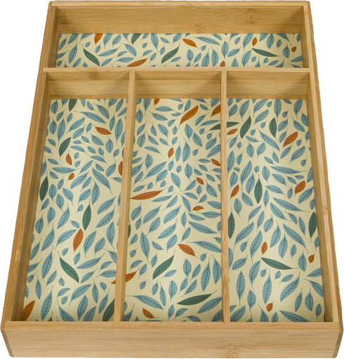 Evriholder DUOG6-AMZ Utensil Organizer, Kitchen Drawer Divider with Decorative Bamboo Pattern, 4 Compartments