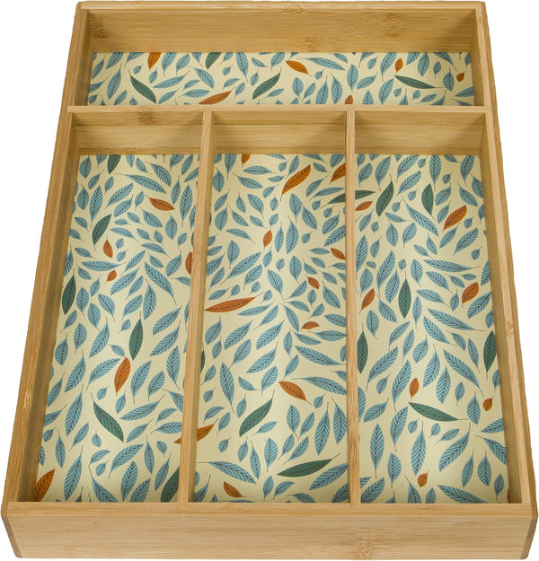 Evriholder DUOG6-AMZ Utensil Organizer, Kitchen Drawer Divider with Decorative Bamboo Pattern, 4 Compartments