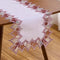 White Dark Red Linen Lace Table Runner 90 inches Long, Claret Dresser