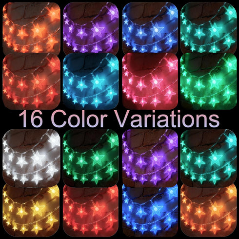 20ft 40 Solhice Color Changing Star String Lights for Bedroom LEDs, Hanging Twinkle Lights USB Powered, Bunk Bed Lights