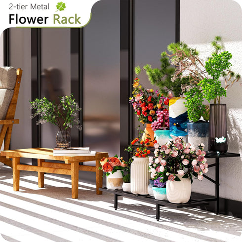 2 GIOTORENT Tier Plant Stand Indoor, Narrow Plant Stand Outdoor, Display Rack Corner Flower Rack Stand for Living Room