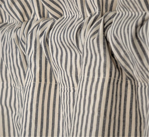 VHC Brands Hatteras Seersucker Ticking Striped Cotton Kitchen Curtains, Rod Pocket Valance 16x72, Denim Blue