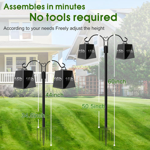 2-Pack 60 Inch Hummingbird 5 XDW-GIFTS Shepherds Hooks for Outdoor, Heavy Duty Bird Feeder Pole, Garden Pole