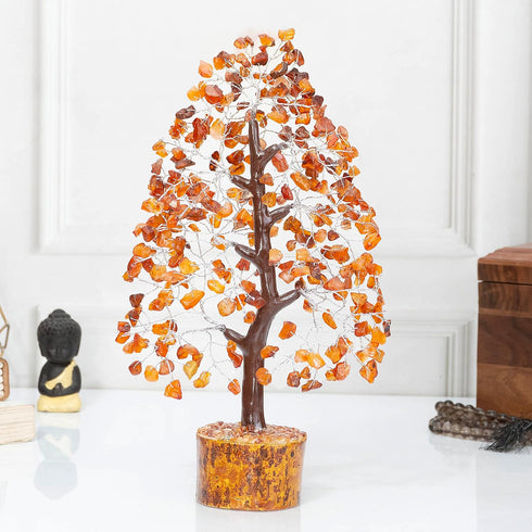 Carnelian Chakra Tree of Life, Handmade Gemstone Feng Shui Decor for Positive Energy and Prosperity Gift