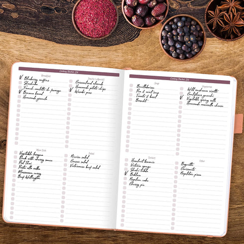 GoGirl Recipe Book – Blank Cookbook to Write In Your Own Recipes – A5, 58 Recipes Total - Peach Pink