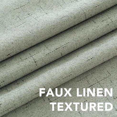 84 Inches 100% Grommet 2 H.VERSAILTEX Bedroom Curtains Blackout, Sage Green Linen Blackout Curtains Long, Blackout