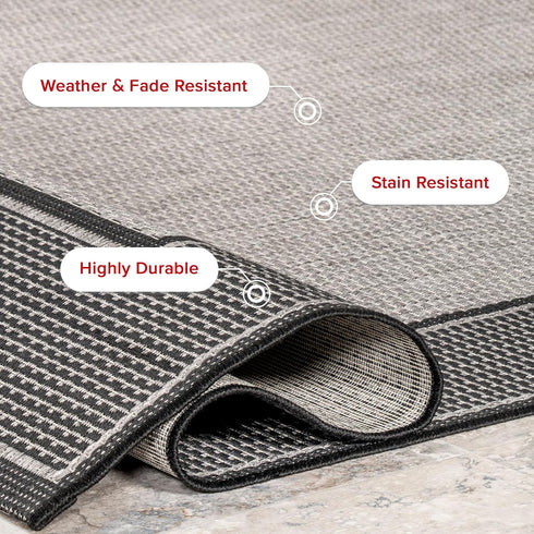 nuLOOM Gris Bordered 2x3 Indoor/Outdoor Accent Rug, Grey/Black for Living Room, Patio, Kitchen
