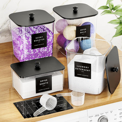 4 Pack Laundry Pods Container, Clear Laundry Room Organization Containers,Large Laundry Detergent Powder Storage