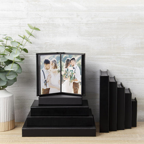Neil Enterprises Inc. Black Leather Self-Stick Photo Album, 2.5" x 3.5", Holds 10 Photos