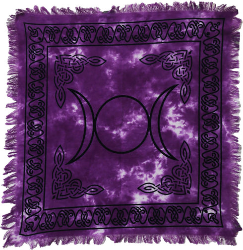 Indian Consigners Altar Cloth - Purple Triple Moon Square 18" for Alter Tarot Spread