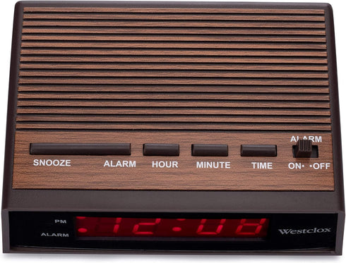 Westclox Retro Wood Style Easy To Read Super Bright Small Night Table Alarm Clock, 22690.
