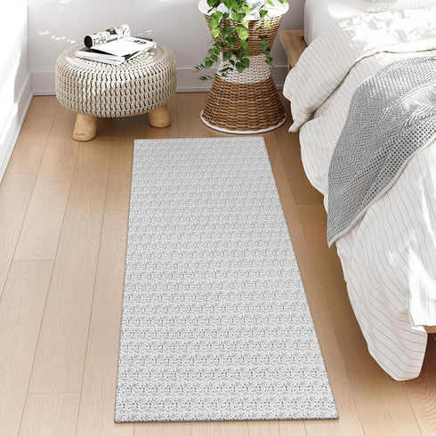 Collive Hallway Runner Rug 2x6, Non Slip Rubber Backed Gray Cotton Carpet, Washable Farmhouse Rug for Hallways