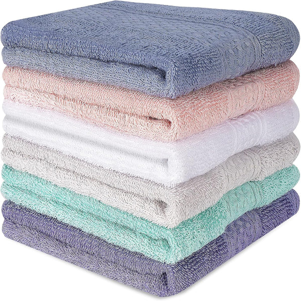6 Pack 100% Cotton Wash Cloth, 13x13 Inch Highly Absorbent and Soft