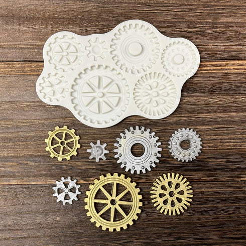 3 Pieces Steampunk Style Fondant Molds, Gear, Clock Wheel, Cogs, Sugar Craft, Cake Decorating, Epoxy Resin Silicone,
