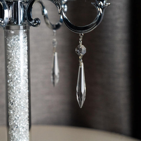 20Pcs (63mm, HDCRYSTALGIFTS Chandelier Icicle Crystal Prisms with Bead Crystals Lighting Lamp Replacement Parts Clear)
