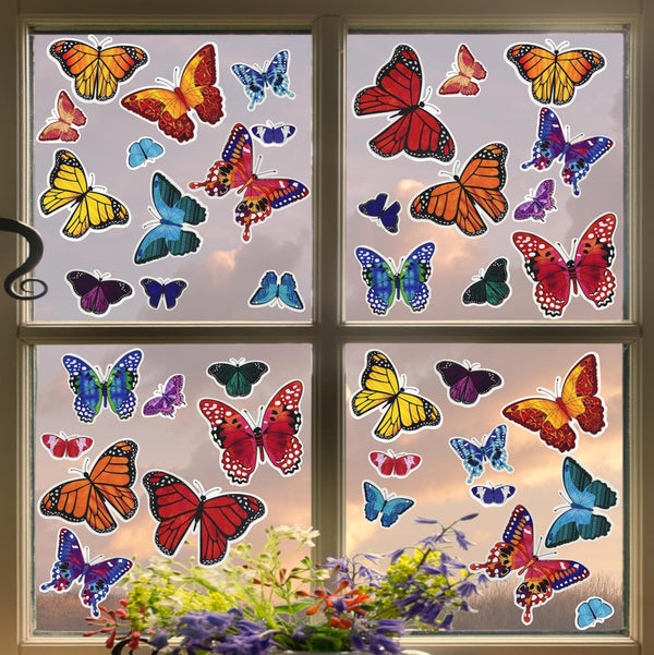 Iconikal 100-Count Static Cling Window Decorations, Butterfly