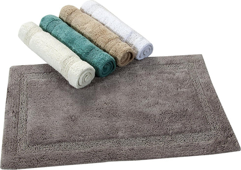 Bath Rug 100% Soft Cotton, 34x21 Inch, Latex Non-Skid Backing, Solid Ivory Color