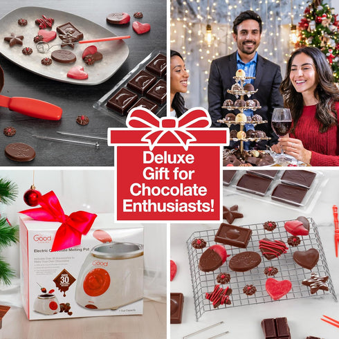 Set 30 Electric Chocolate Melting Pot - Mother's Day Brunch Fondue & Candy Kit w/ Bonus Accessories - Dip, Drizzle