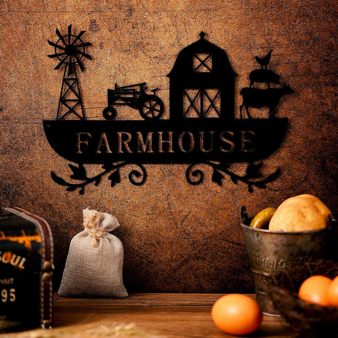 Ferraycle Metal Farmhouse Kitchen Decor, Rustic Farm Sign Windmill Barn Tractor Animal Decor for Nursery