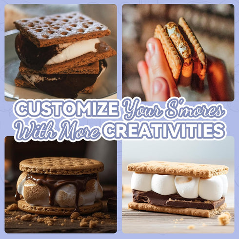 Electric Smores Maker Indoor Kit, Marshmallow Roaster with 4 Compartment Trays & Forks for Holidays and Parties