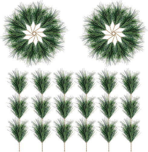 Alpurple 30 PCS Artificial Green Pine Needles Branches, Small Pine Twigs for Christmas Garland Decoration