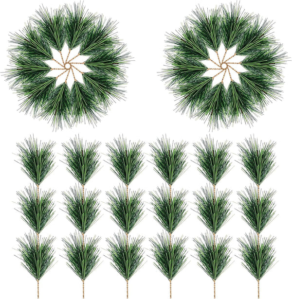 Alpurple 30 PCS Artificial Green Pine Needles Branches, Small Pine Twigs for Christmas Garland Decoration