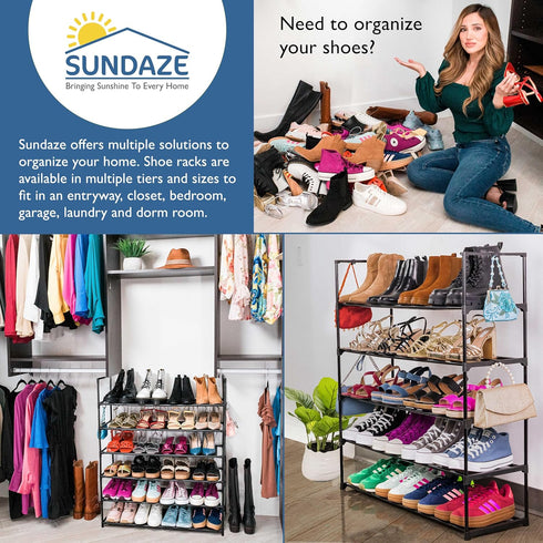 5 Closet, 25 Sundaze Shoe Rack - Tier Metal Shoe Rack for Front Door Entrance, Sturdy Long Shoe Organizer for Bedroom