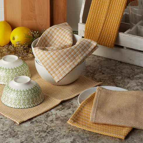 Set, 12x12, 5 Count DII Everyday Kitchen Collection Assorted Dishcloth Honey Gold