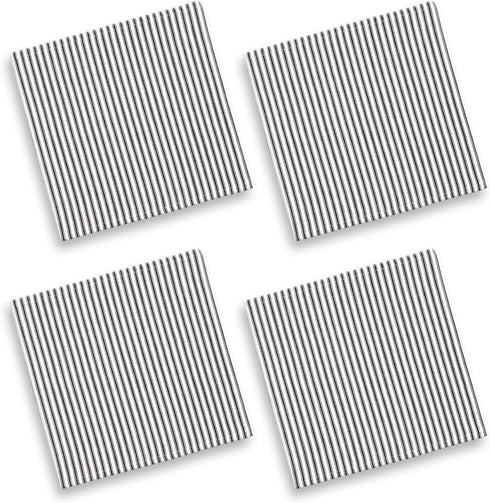 Cackleberry Home Black and White Ticking Stripe Woven Cotton Fabric Napkins, 18 Inches Square, Set of 4