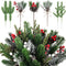 Yunlly 60 Pcs Christmas Artificial Green Pine Needles, Christmas Floral Picks Artificial Holly