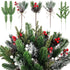 Yunlly 60 Pcs Christmas Artificial Green Pine Needles, Christmas Floral Picks Artificial Holly