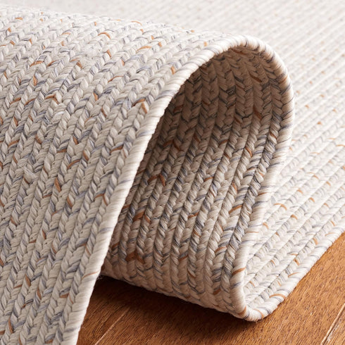 2'3" 4', (BRA201A) SAFAVIEH Washable Rug Outdoor Braided Collection - x Ivory & Light Grey, Handmade & Reversible
