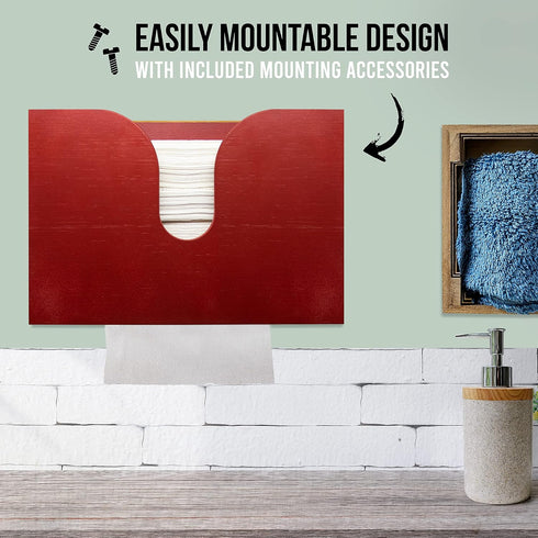 Countertop Bamboo Paper Towel Dispenser, Paper Towel Holder Wall Mount & for Kitchen and Restroom Decor - Holds