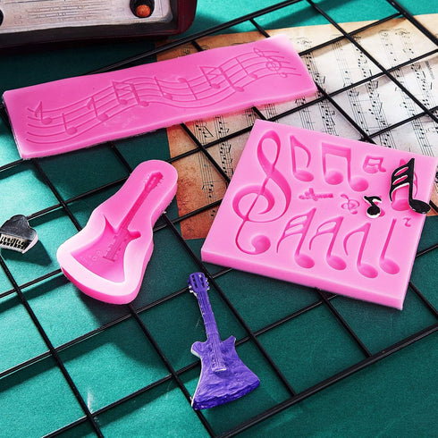 5 Pieces Music Note Fondant Mold - Silicone Musical Candy Mold for Cake Decoration