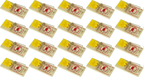 Wooden Snap Mouse Trap, Spring Action with Expanded Cheese Shaped Trigger, 20 Pack