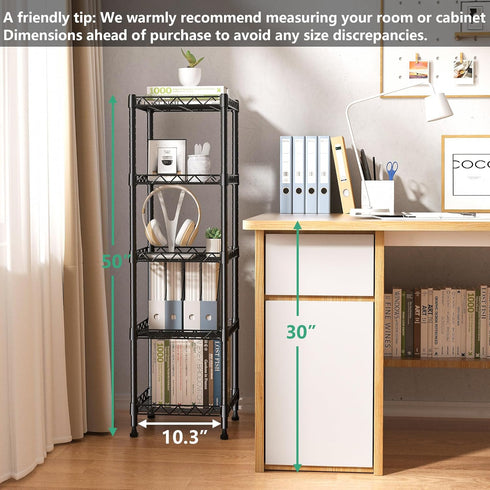 5 11.8 11.8 50 (5-Tier, GIOTORENT Tier Standing Shelving Metal Units, Adjustable Height Wire Shelf Display Rack