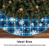 Christmas Tree Skirt, 48 inches Blue Buffalo Plaid with White Snowflake for Holiday Party Decorations