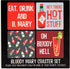 Pavilion - Bloody Mary Coaster Set, 4 Piece Sentiment, Pattern and Character with Box Holder - 4 Inch