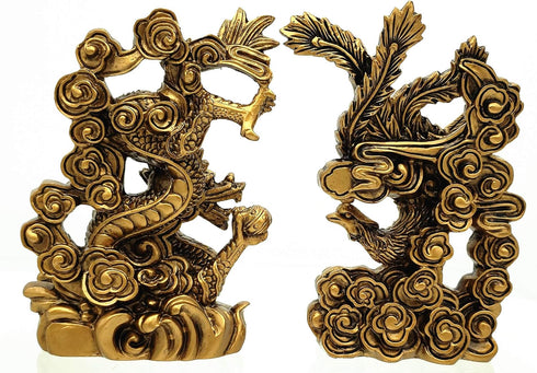 Betterdecor Feng Shui Chinese Dragon and Phoenix Statue, Decoration for Family Harmony, Love, and Prosperity